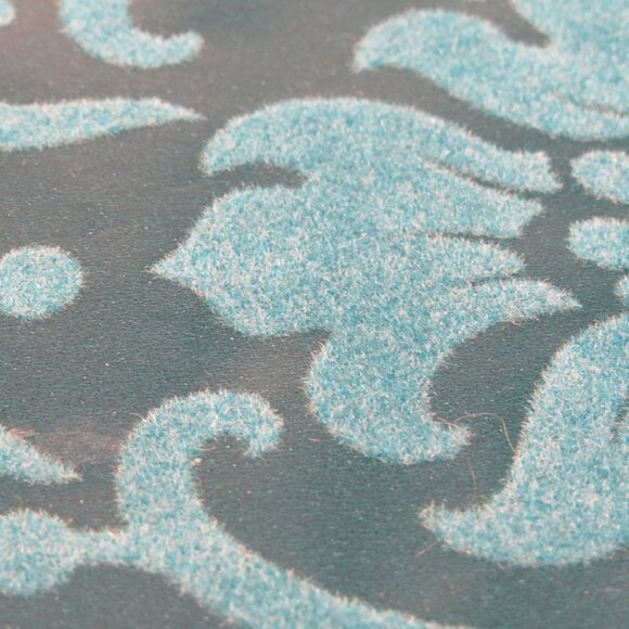 Vintage Turquoise Damask Flocked Wrapping Paper from Target 2006 12 sq feet - Picture 3 of 13